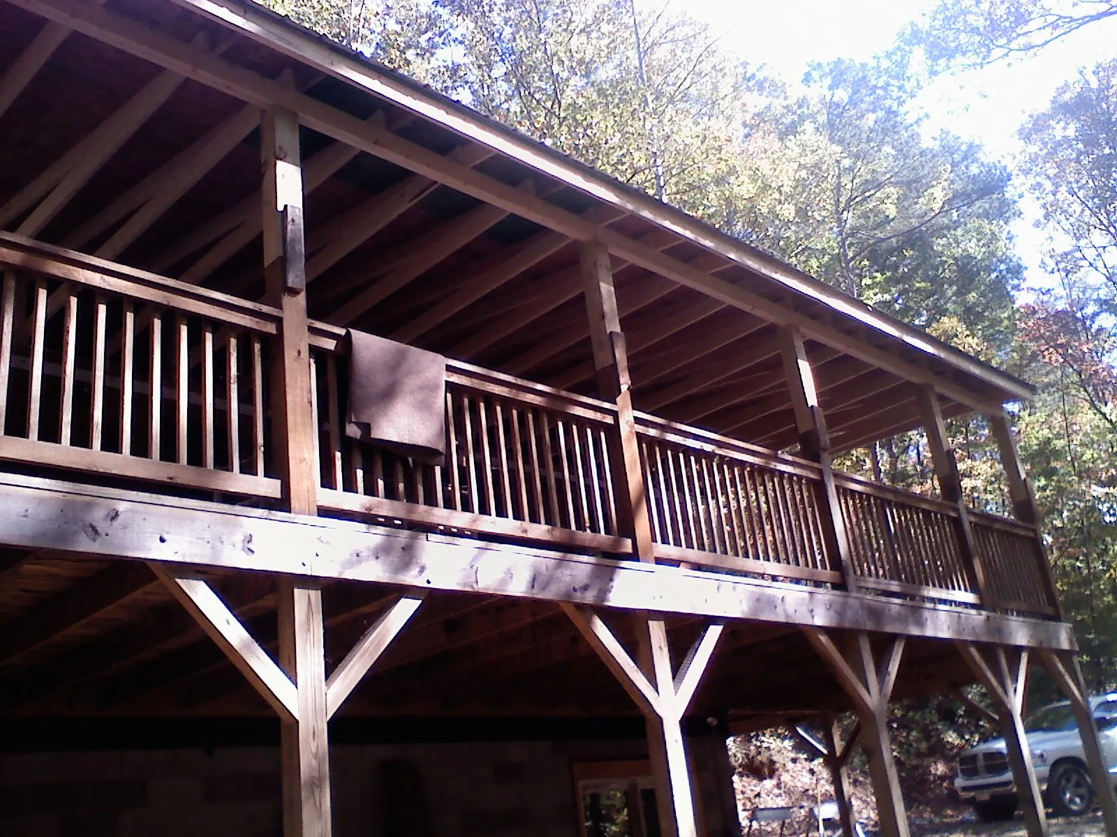 Timber framing under a new elevated porch and deck — Roof Leak Repair in Middletown by Roofing Brothers